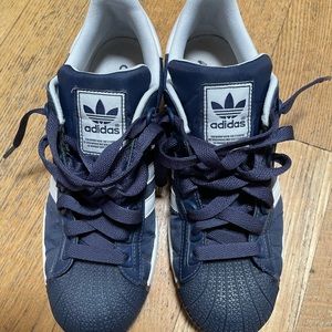 Adidas mens superstar blue/white size 9